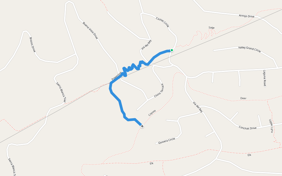 Powerline walking route map in Angel Fire