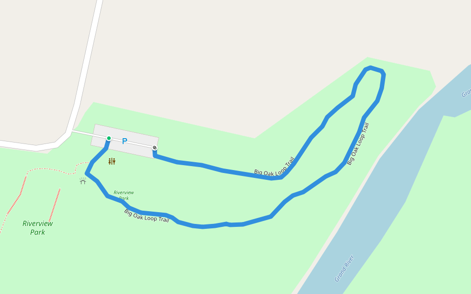 Big Oak Loop Trail walking route map in Madison