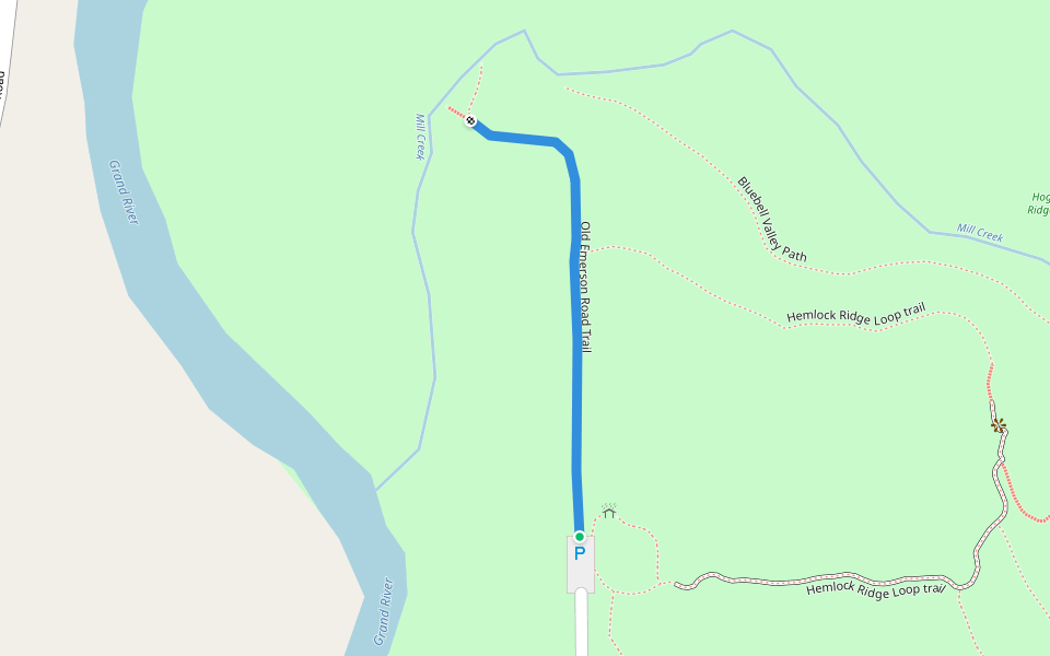 Old Emerson Road Trail walking route map in Madison