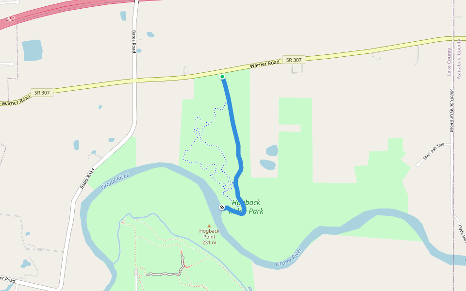 Grand River Trail walking route map in Madison