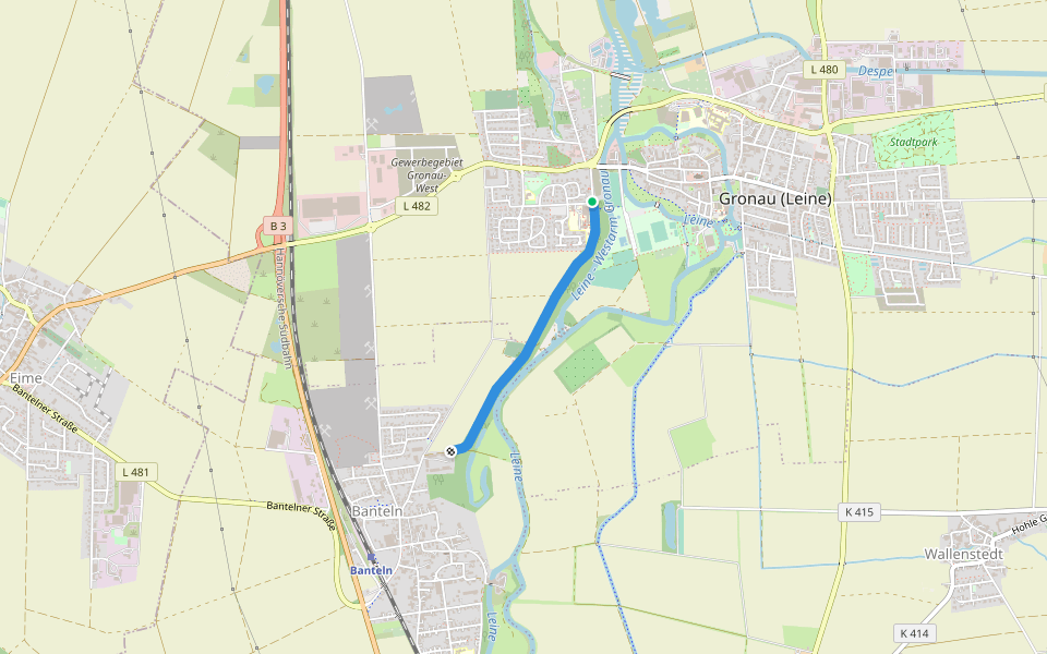 Bantelner Allee walking route map in Gronau (Leine)