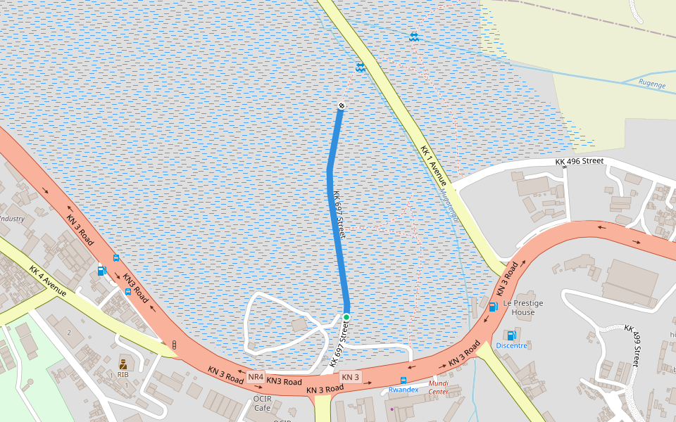 KK 697 Street walking route map in Kigali