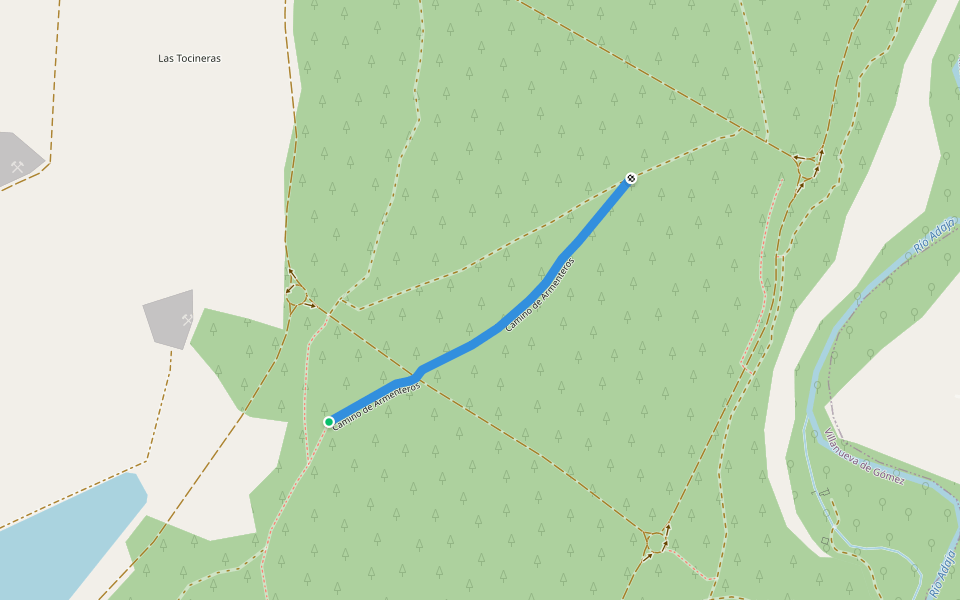 Camino de Armenteros walking route map in Villanueva de Gómez