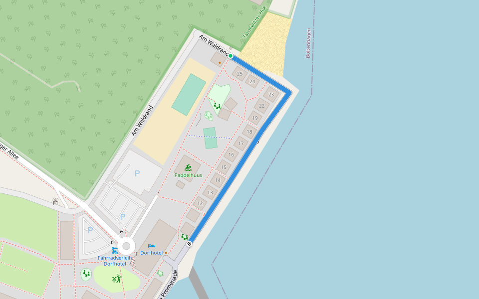 Mecklenburger Promenade walking route map in Ostseebad Boltenhagen