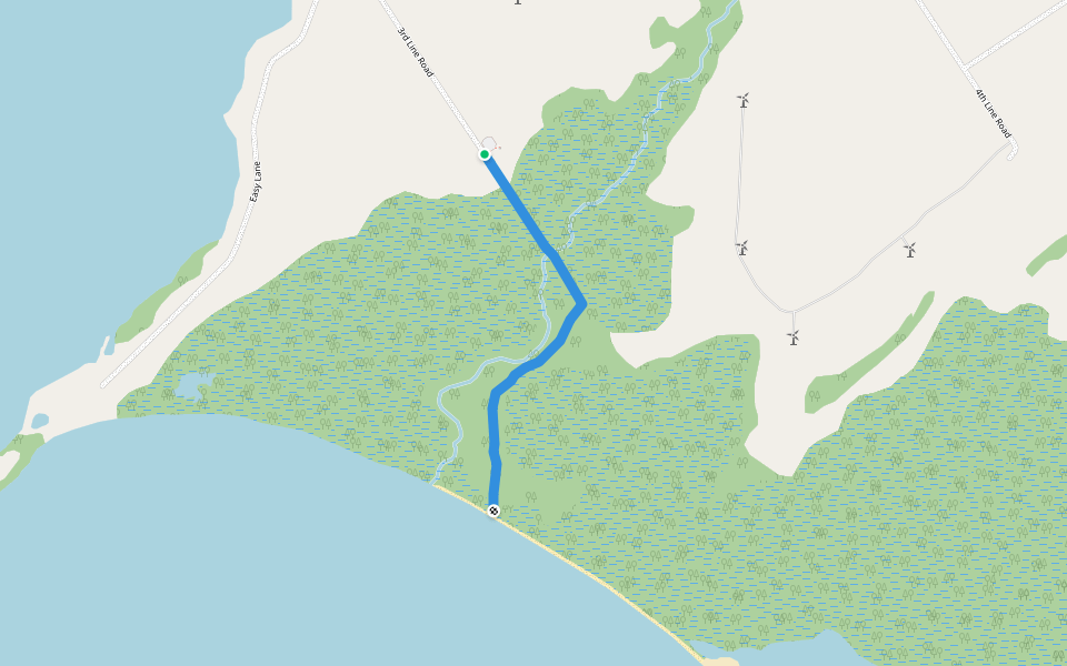 Big Sandy Bay Trail walking route map in Wolfe Island