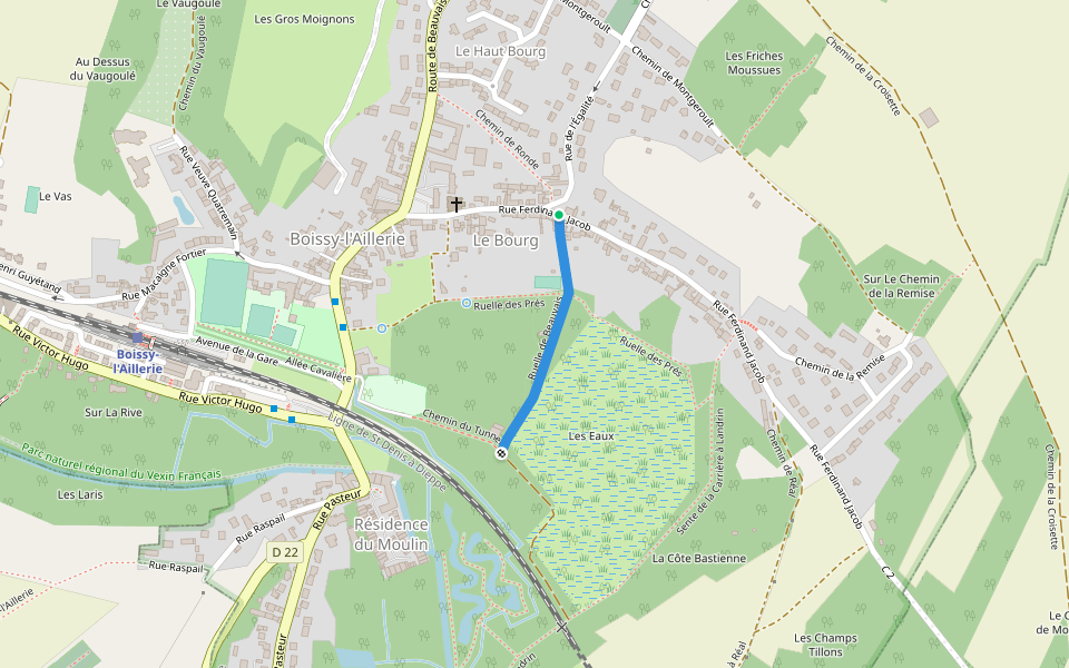 Ruelle de Beauvais walking route map in Boissy-l'Aillerie