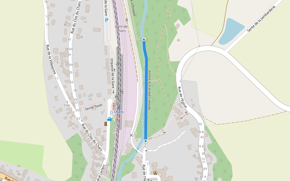 Sente rurale dite Sentier latéral à la Viosne walking route map in Chars