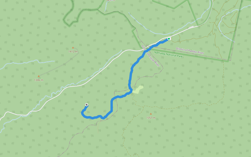Square Rock Track walking route map in Tharwa
