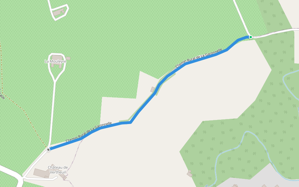 Chemin Rural de La Garonnelle walking route map in Sainte-Croix-du-Mont