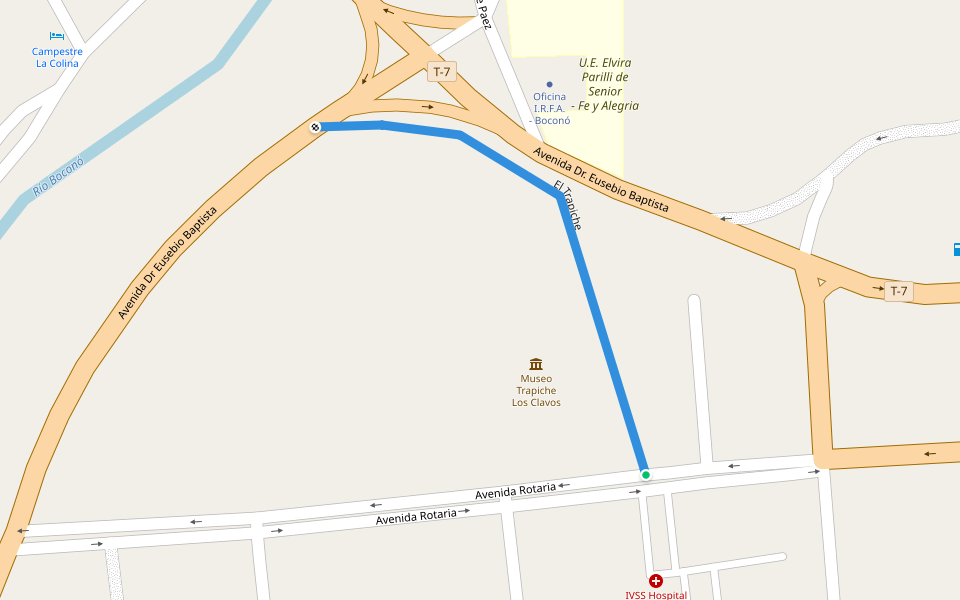 El Trapiche walking route map in Boconó