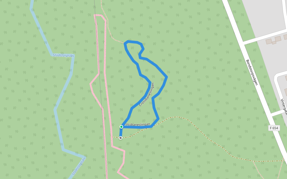 Crossbaneslingan walking route map in Vaggeryd