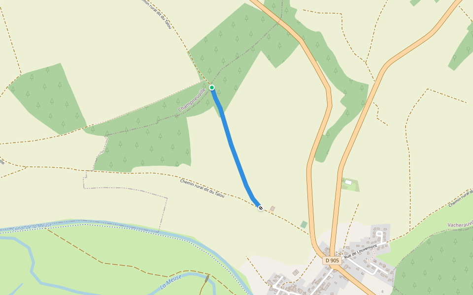Chemin de Champneuville à Vacherauville walking route map in Vacherauville