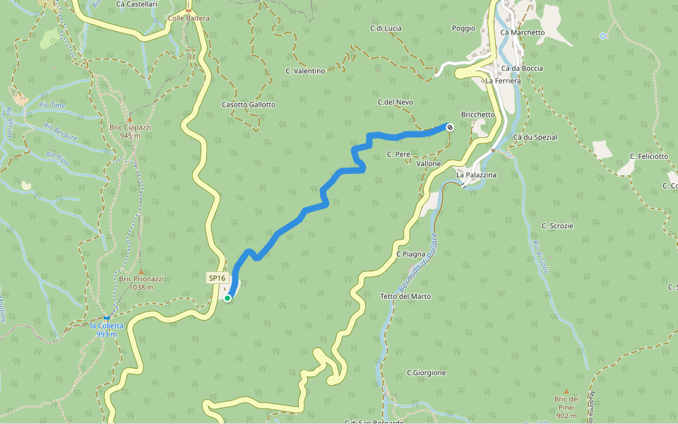 Defender walking route map in Osiglia