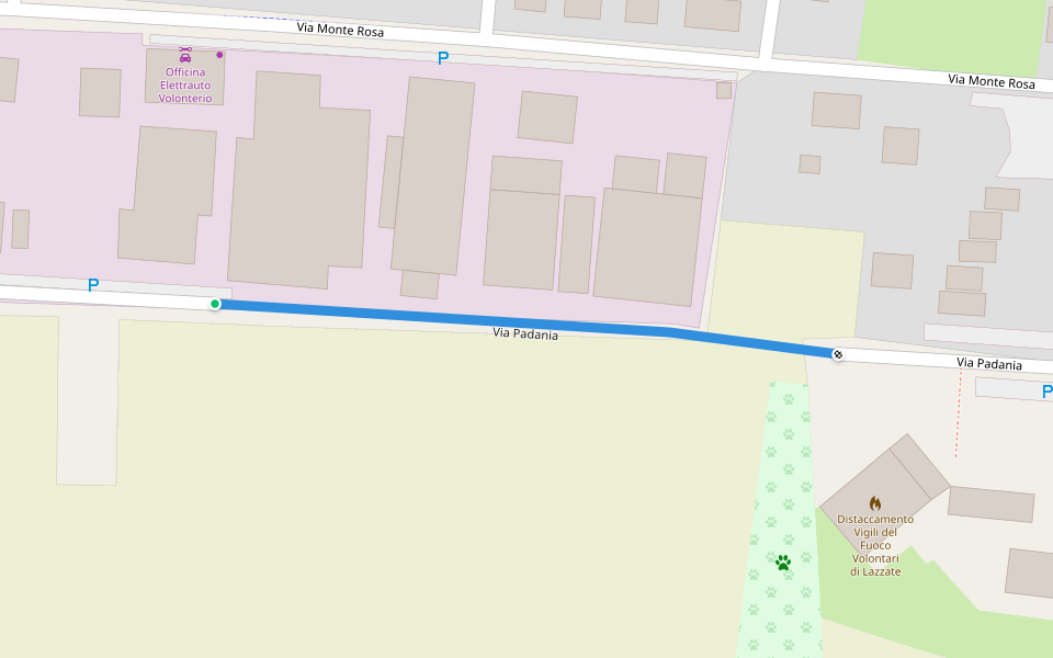 Via Padania walking route map in Lazzate