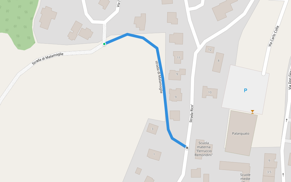 strada di Malamoglie walking route map in Castell'Arquato