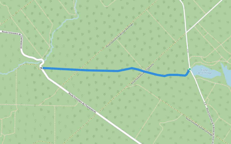 Chemin de la Messe walking route map in Champsecret