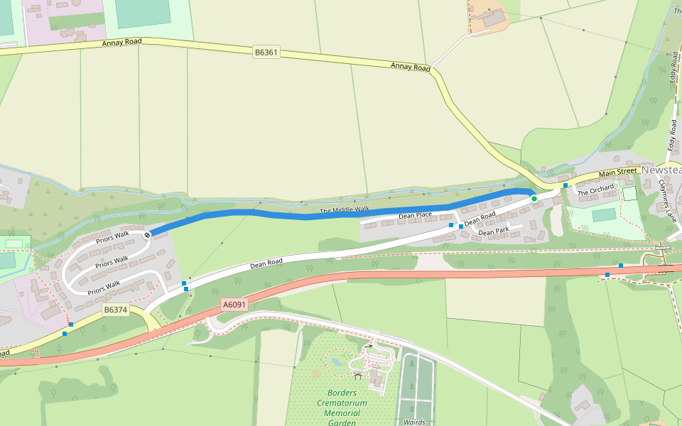 The Middle Walk walking route map in Newstead