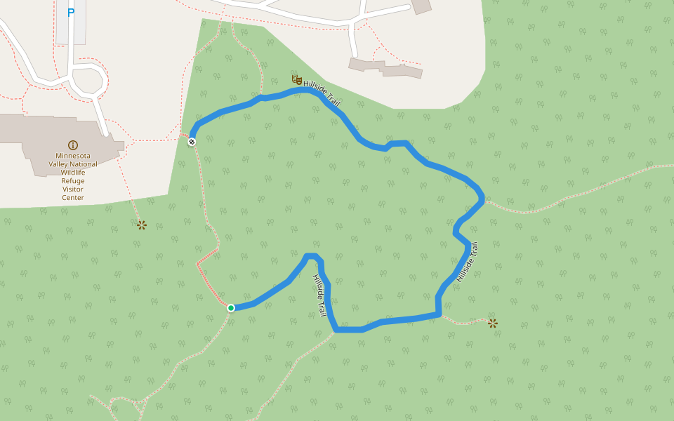 Hillside Trail walking route map in Bloomington