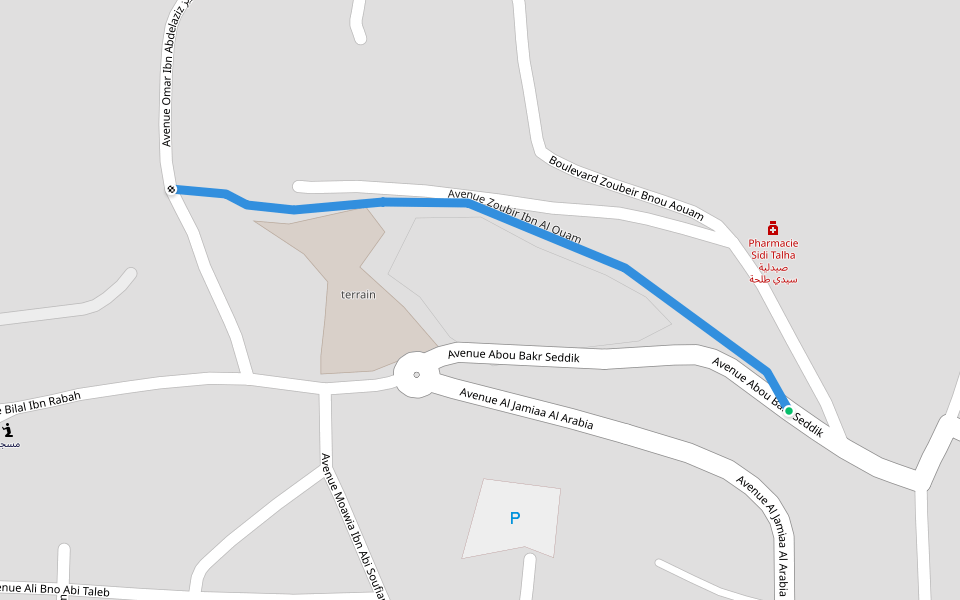 Avenue Zoubir Ibn Al Ouam walking route map in Tangier