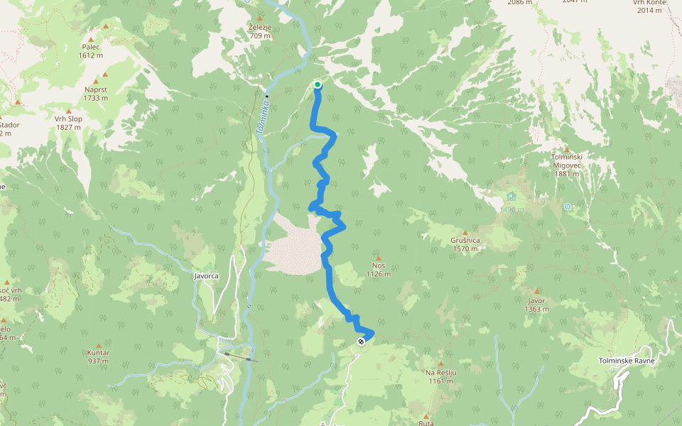 Planina Prode - Čadrg walking route map in Čadrg
