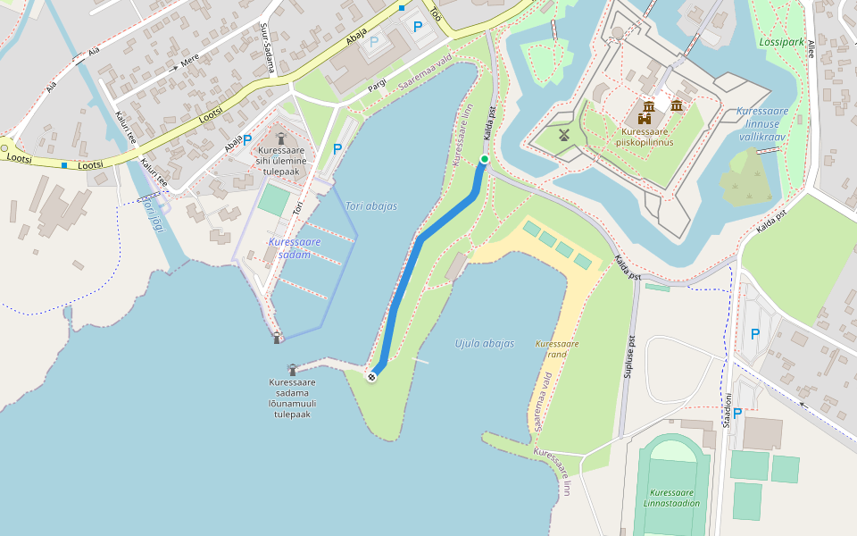 Raiekivi tee walking route map in Kuressaare