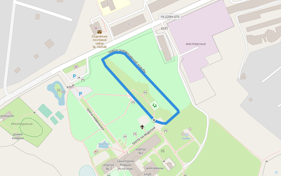 трасса скандинавской ходьбы walking route map in Novyi Istochnik