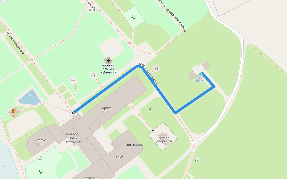 тропа на водопой walking route map in Novyi Istochnik