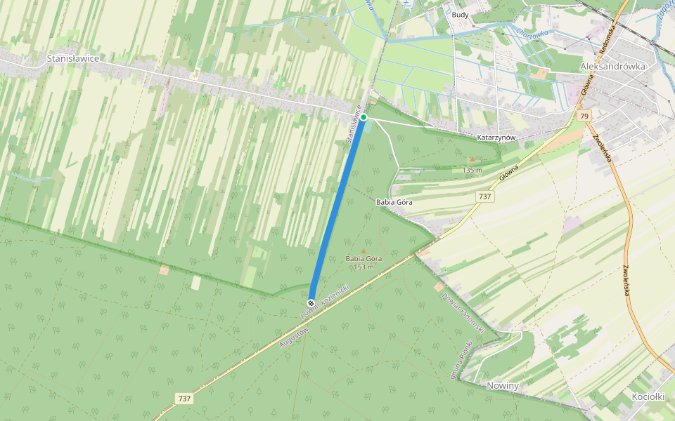 piaszczysta droga walking route map in Stanisławice