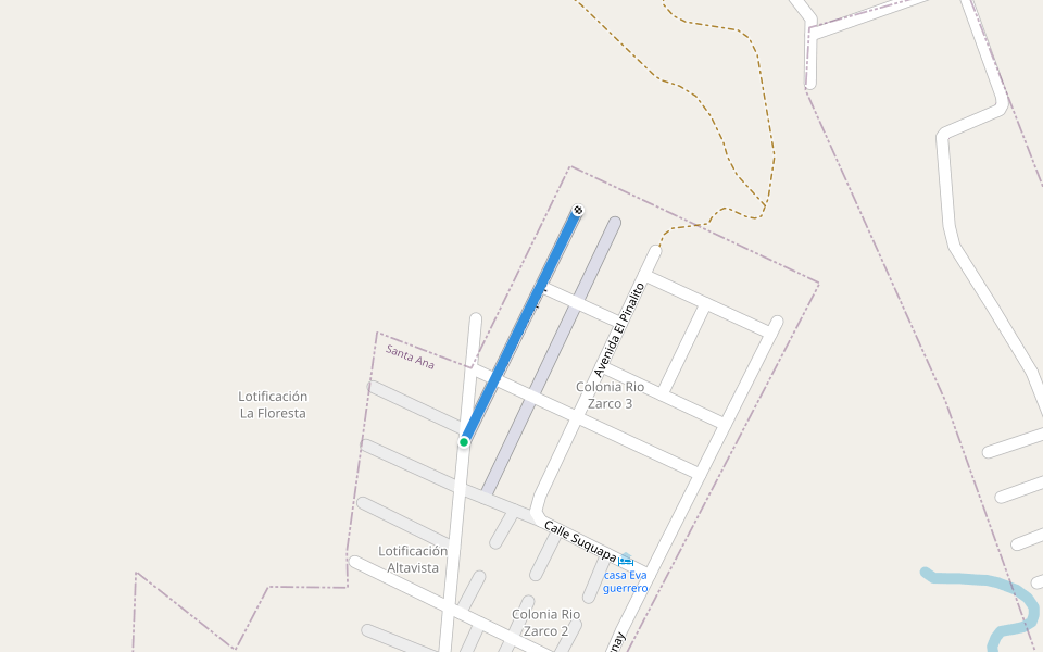 Avenida Coatepeque walking route map in Santa Ana