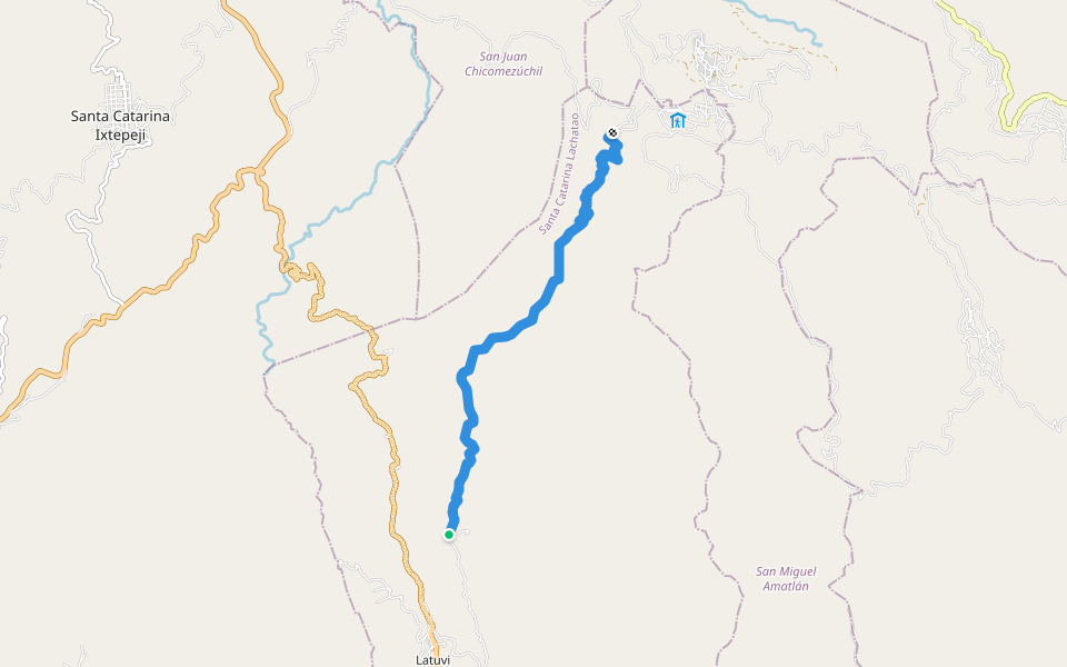 Camino Real walking route map in Latuvi