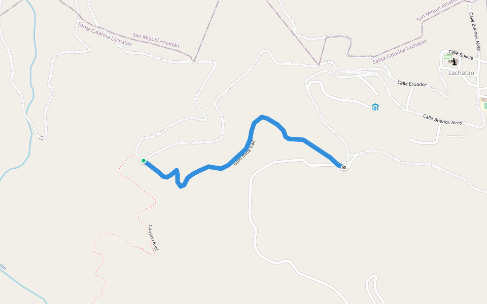 Gold mine trail walking route map in Santa Catarina Lachatao