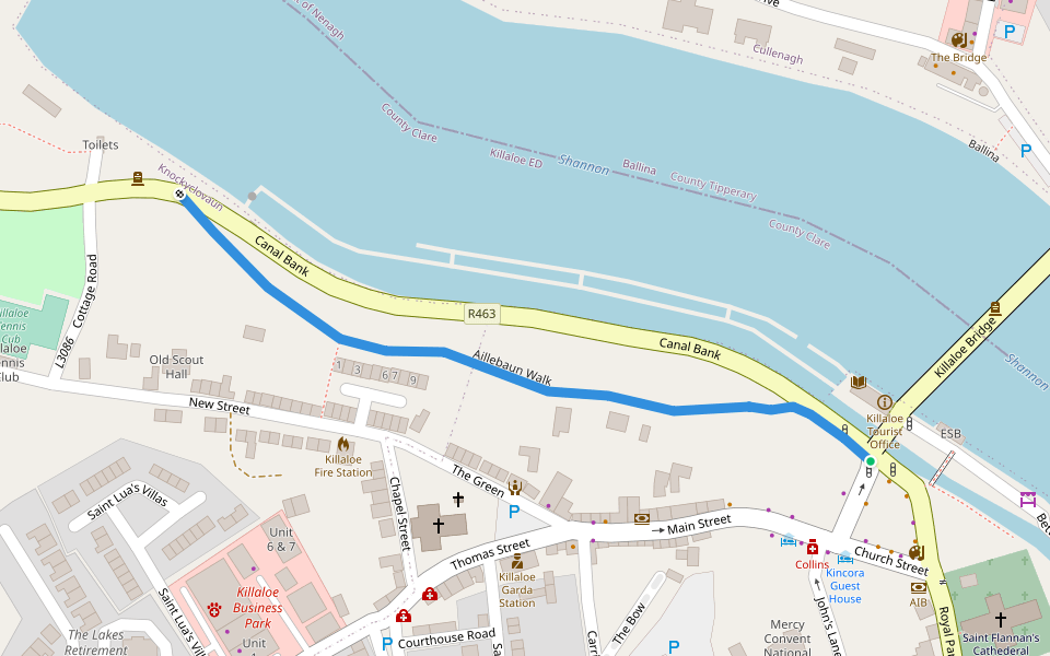 Aillebaun Walk walking route map in Killaloe