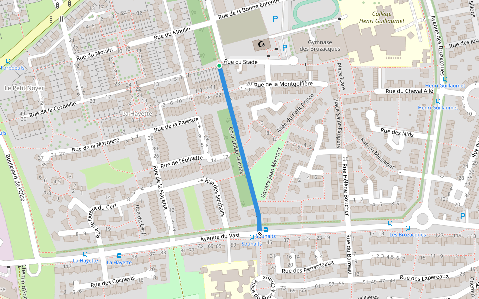 Cours Didier Daurat walking route map in Jouy-le-Moutier