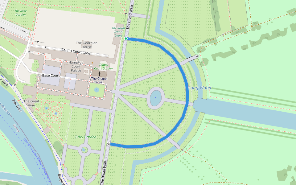 The Lime Walk walking route map in Molesey