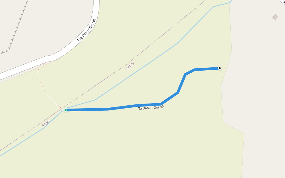 Ta Dahlet Qorrot walking route map in Qala