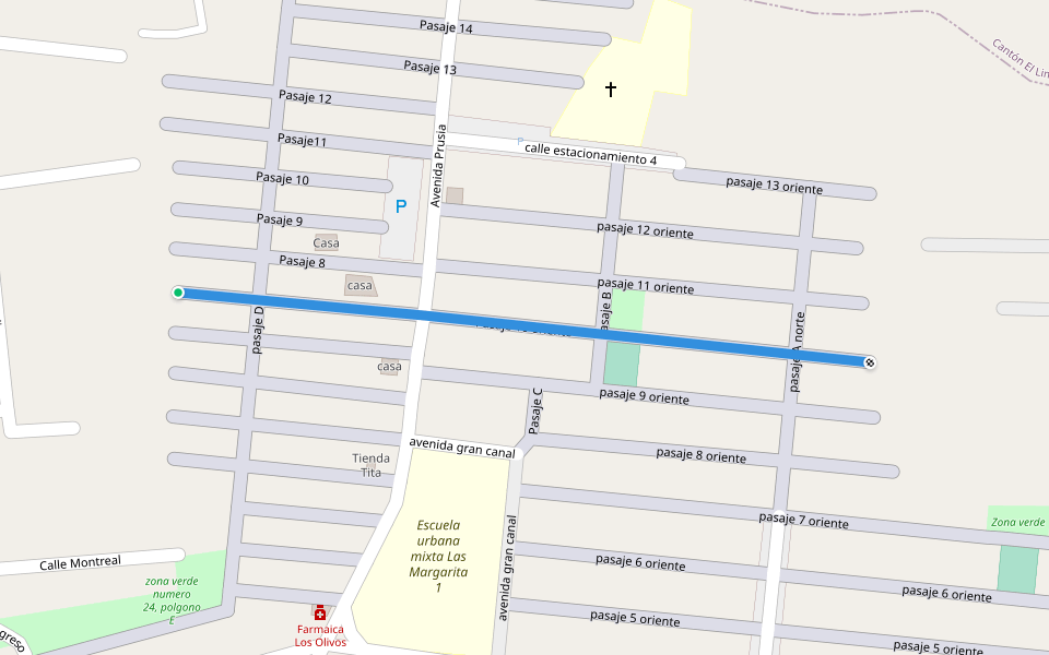 Pasaje 10 oriente walking route map in Soyapango