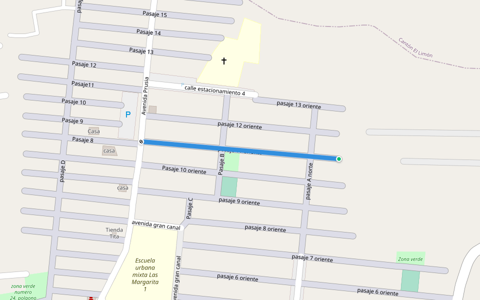 pasaje 11 oriente walking route map in Soyapango