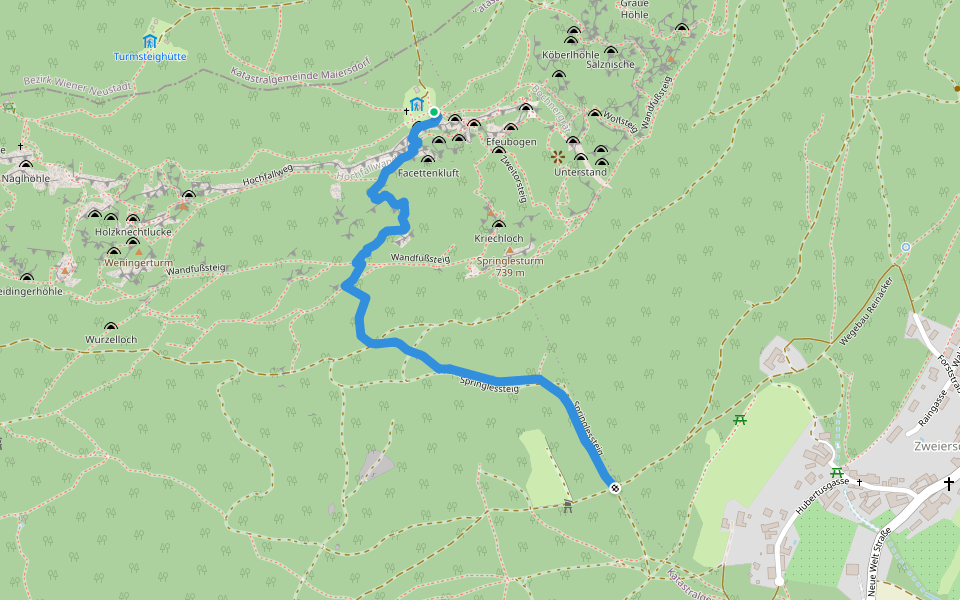 Springlessteig walking route map in Oberhöflein