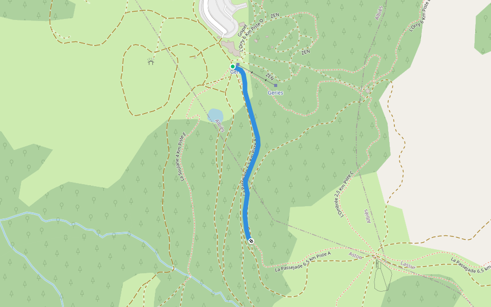 La Passejade 6,5 Km Piste A walking route map in Albiès