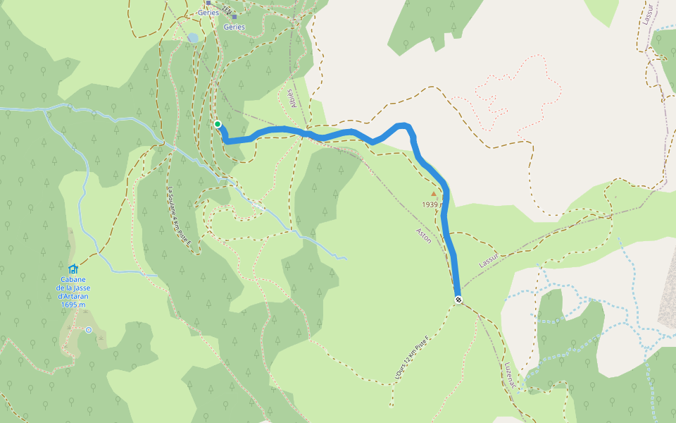 La Passejade 6,5 km Piste A walking route map in Aston