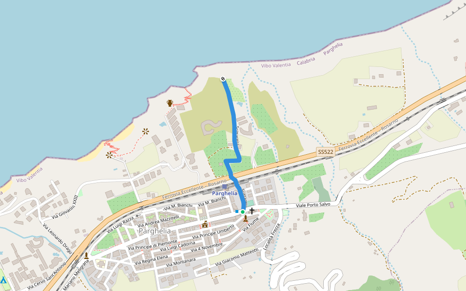 Scittareju walking route map in Parghelia