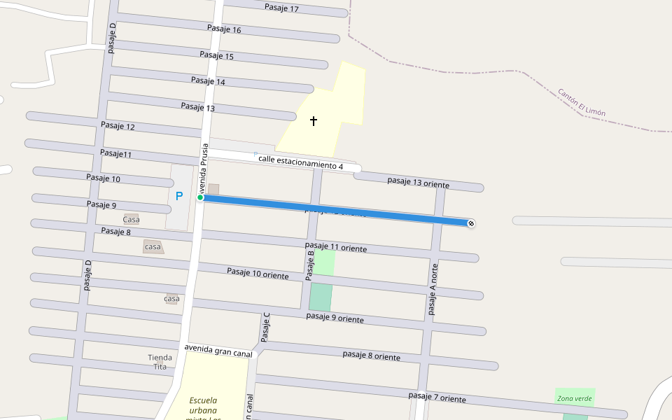 pasaje 12 oriente walking route map in Soyapango