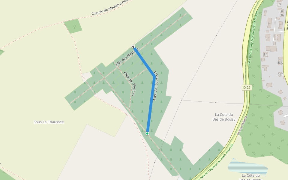 Allée du Coquelicot walking route map in Puiseux-Pontoise