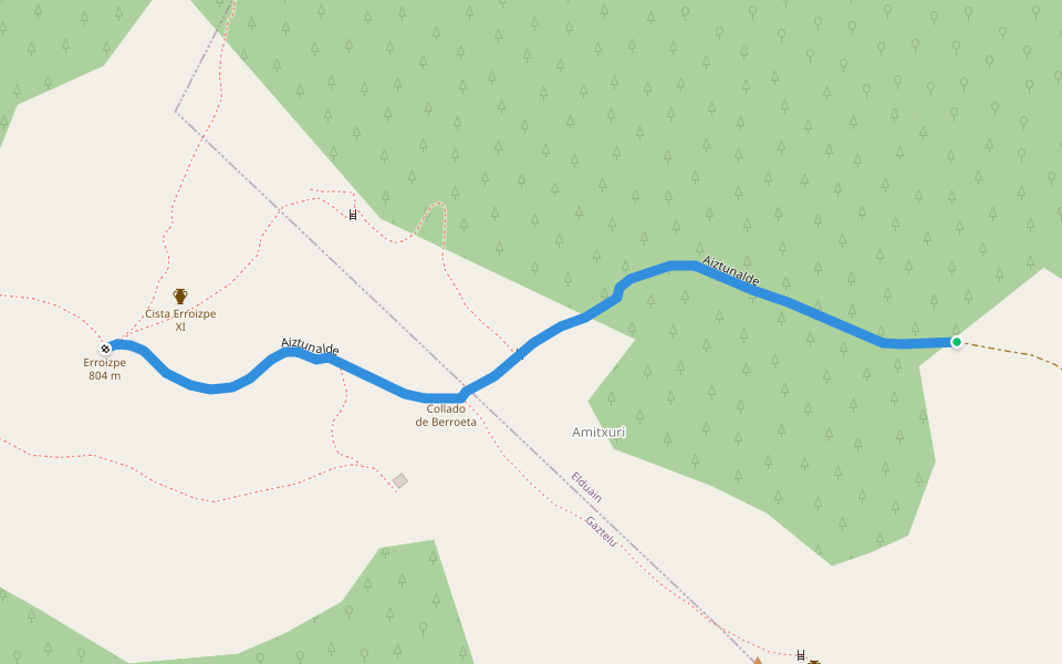 Aiztunalde walking route map in Berastegi