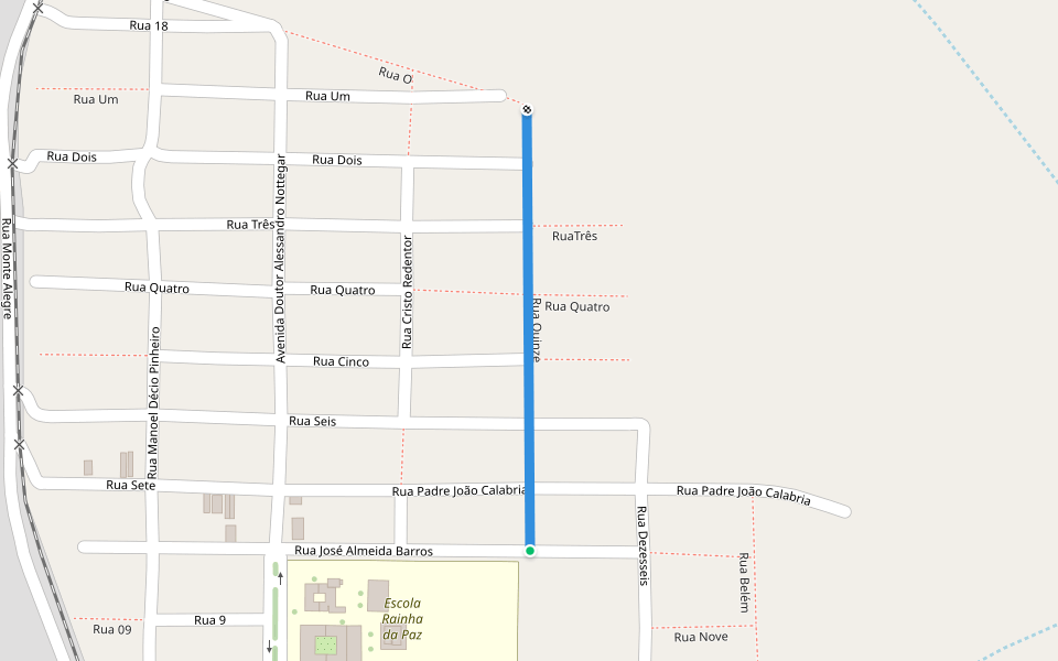Rua Quinze walking route map in Quixadá