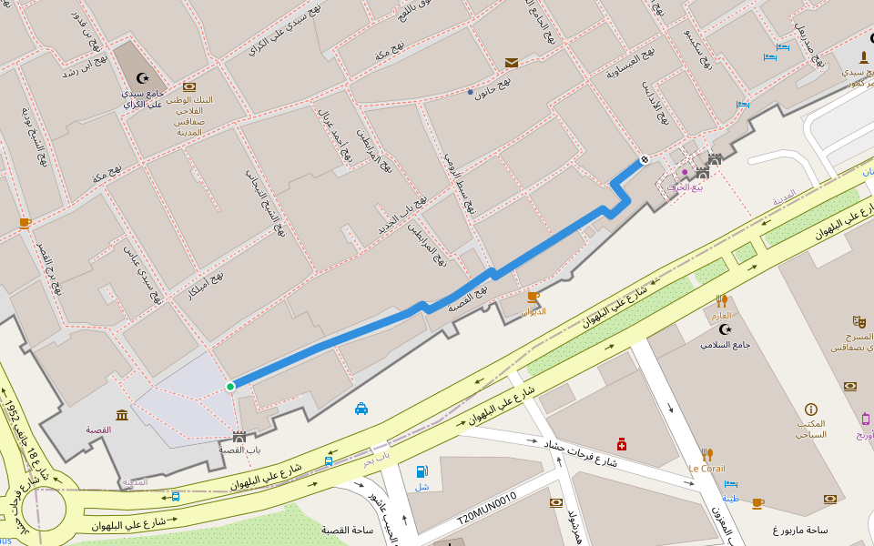 نهج القصبة walking route map in Sfax