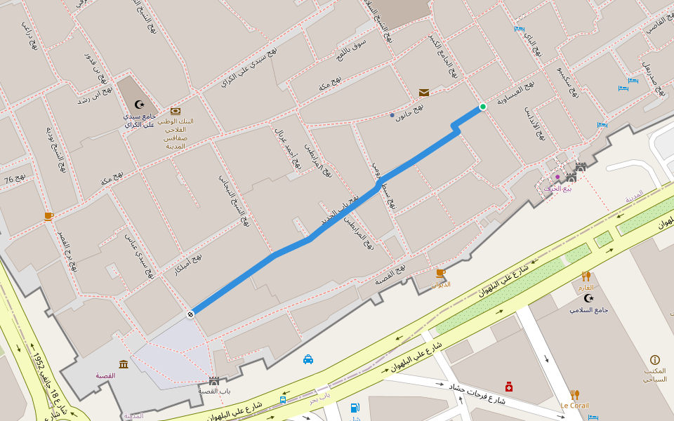 نهج باب الجديد walking route map in Ouled Yaneg