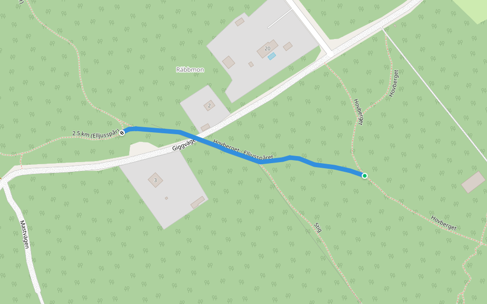 Hovberget - Elljusspåret walking route map in Sundsvall