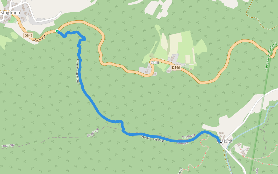 Osredek - Stojdraga walking route map in Stojdraga