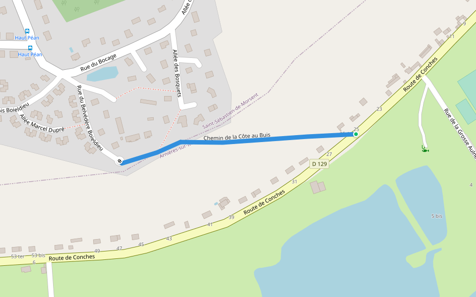 Chemin de la Côte au Buis walking route map in Évreux